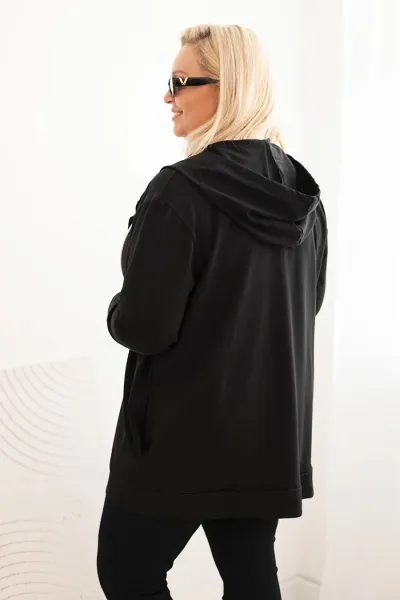 Legínovo Dámska mikina Plus Size bavlnená s kapucňou a veľkým písmenom H bordová Farba: Modrá, Veľkosť: 2XL
