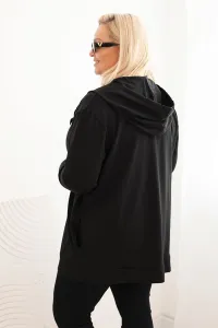 Legínovo Dámska mikina Plus Size bavlnená s kapucňou a veľkým písmenom H bordová Farba: Modrá, Veľkosť: 2XL