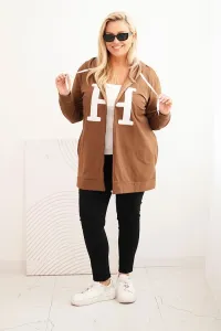 Legínovo Dámska mikina Plus Size bavlnená s kapucňou a veľkým písmenom H bordová Farba: Modrá, Veľkosť: 2XL