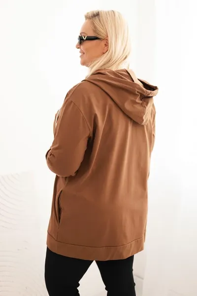 Legínovo Dámska mikina Plus Size bavlnená s kapucňou a veľkým písmenom H bordová Farba: Modrá, Veľkosť: 2XL