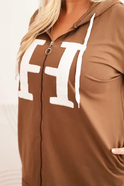 Legínovo Dámska mikina Plus Size bavlnená s kapucňou a veľkým písmenom H bordová Farba: Modrá, Veľkosť: 2XL