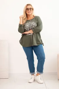 Legínovo Dámska mikina Plus Size bavlnená s potlačou stromu béžová. Farba: Hnedá, Veľkosť: UNI