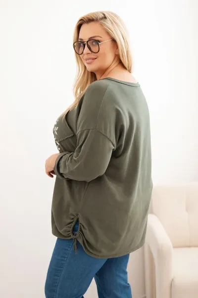 Legínovo Dámska mikina Plus Size bavlnená s potlačou stromu béžová. Farba: Hnedá, Veľkosť: UNI