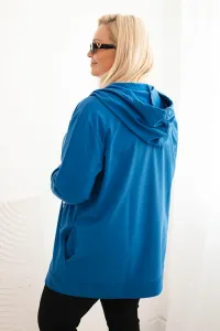 Legínovo Dámska mikina Plus Size bavlnená s kapucňou a veľkým písmenom H bordová Farba: Modrá, Veľkosť: 2XL