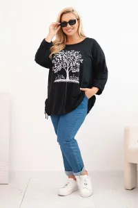 Legínovo Dámska mikina Plus Size bavlnená s potlačou stromu béžová. Farba: Hnedá, Veľkosť: UNI