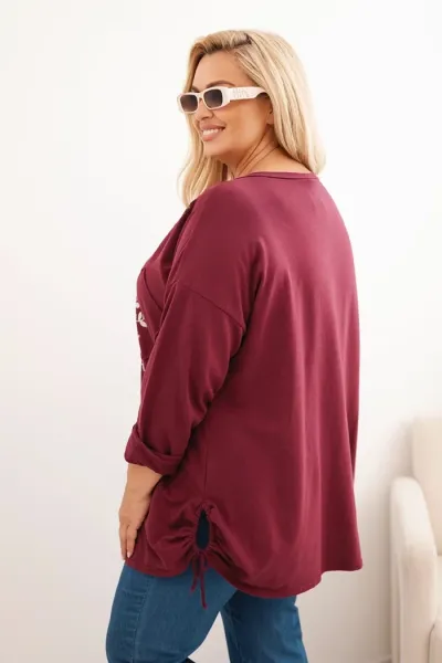 Legínovo Dámska mikina Plus Size bavlnená s potlačou stromu béžová. Farba: Hnedá, Veľkosť: UNI