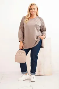 Legínovo Dámska mikina Plus Size bavlnená s potlačou béžová Farba: Hnedá, Veľkosť: UNI