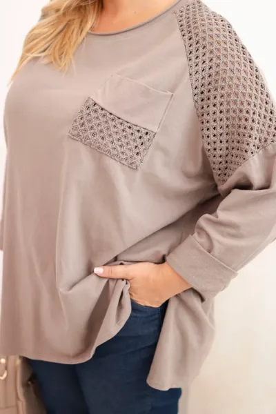 Legínovo Dámska mikina Plus Size bavlnená s potlačou béžová Farba: Hnedá, Veľkosť: UNI
