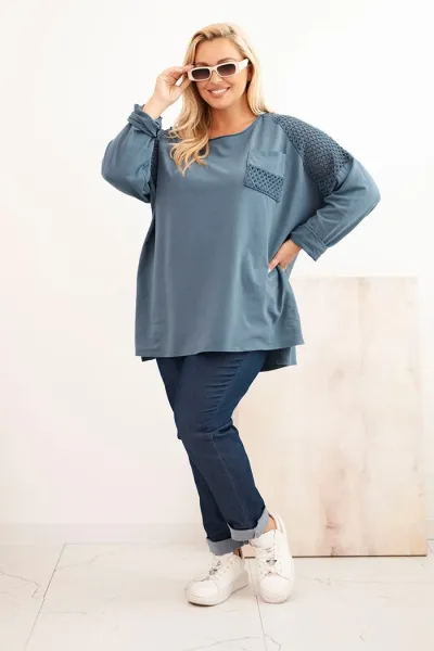 Legínovo Dámska mikina Plus Size bavlnená s potlačou béžová Farba: Hnedá, Veľkosť: UNI