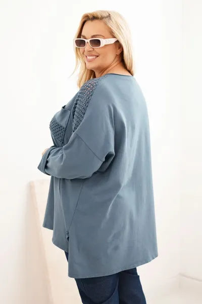 Legínovo Dámska mikina Plus Size bavlnená s potlačou béžová Farba: Hnedá, Veľkosť: UNI