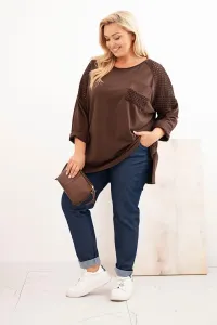 Legínovo Dámska mikina Plus Size bavlnená s potlačou béžová Farba: Hnedá, Veľkosť: UNI