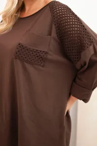 Legínovo Dámska mikina Plus Size bavlnená s potlačou béžová Farba: Hnedá, Veľkosť: UNI
