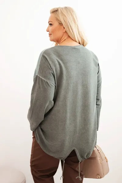 Legínovo Dámska mikina Plus Size bavlnená s potlačou srdca a šnúrkami hnedá Farba: Hnedá, Veľkosť: UNI