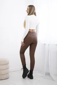 Legínovo Push-up legíny z eko kože khaki Farba: Khaki, Veľkosť: XS