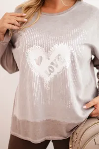 Legínovo Dámska mikina Plus Size bavlnená s potlačou srdca a šnúrkami hnedá Farba: Hnedá, Veľkosť: UNI