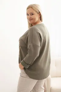 Legínovo Dámska mikina Plus Size maslová s 3D potlačou bavlnená Farba: Béžová, Veľkosť: UNI
