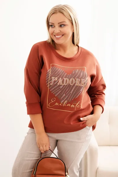 Legínovo Dámska mikina Plus Size maslová s 3D potlačou bavlnená Farba: Béžová, Veľkosť: UNI