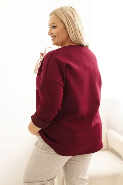 Legínovo Dámska mikina Plus Size maslová s 3D potlačou bavlnená Farba: Béžová, Veľkosť: UNI