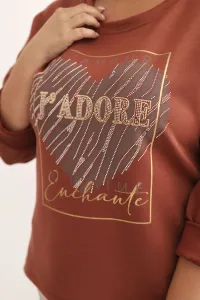 Legínovo Dámska mikina Plus Size maslová s 3D potlačou bavlnená Farba: Béžová, Veľkosť: UNI