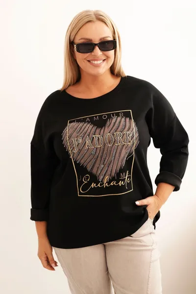 Legínovo Dámska mikina Plus Size maslová s 3D potlačou bavlnená Farba: Béžová, Veľkosť: UNI