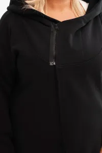 Legínovo Dámska mikina Plus Size s kapucňou a asymetrickým zipsom hnedá Farba: Hnedá, Veľkosť: 2XL/3XL
