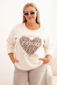 Legínovo Dámska mikina Plus Size maslová s 3D potlačou bavlnená Farba: Béžová, Veľkosť: UNI