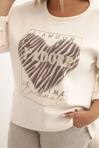 Legínovo Dámska mikina Plus Size maslová s 3D potlačou bavlnená Farba: Béžová, Veľkosť: UNI