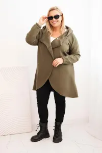 Legínovo Dámska mikina Plus Size s kapucňou a asymetrickým zipsom hnedá Farba: Hnedá, Veľkosť: 2XL/3XL