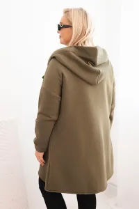 Legínovo Dámska mikina Plus Size s kapucňou a asymetrickým zipsom hnedá Farba: Hnedá, Veľkosť: 2XL/3XL