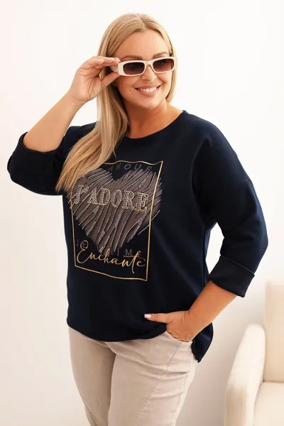 Legínovo Dámska mikina Plus Size maslová s 3D potlačou bavlnená Farba: Béžová, Veľkosť: UNI