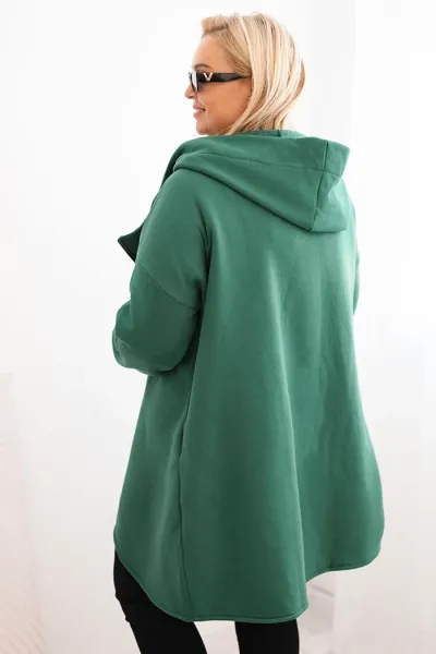 Legínovo Dámska mikina Plus Size s kapucňou a asymetrickým zipsom hnedá Farba: Hnedá, Veľkosť: 2XL/3XL