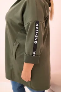 Legínovo Dámska mikina Plus Size s viskózou na zips s kapucňou béžová Farba: Khaki, Veľkosť: UNI