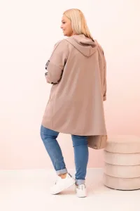 Legínovo Dámska mikina Plus Size s viskózou na zips s kapucňou béžová Farba: Khaki, Veľkosť: UNI