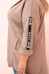 Legínovo Dámska mikina Plus Size s viskózou na zips s kapucňou béžová Farba: Khaki, Veľkosť: UNI