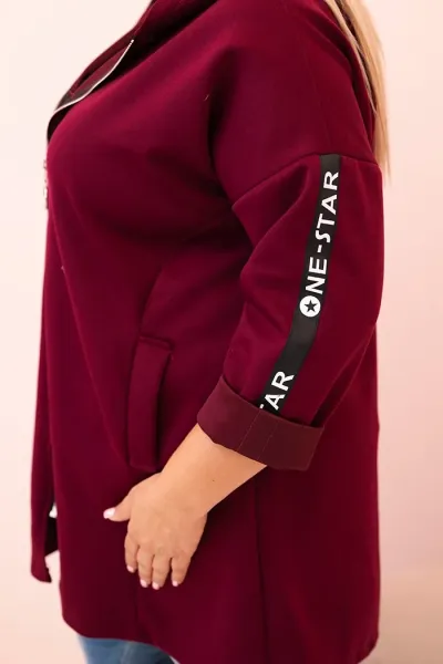 Legínovo Dámska mikina Plus Size s viskózou na zips s kapucňou béžová Farba: Khaki, Veľkosť: UNI