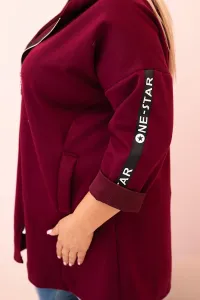 Legínovo Dámska mikina Plus Size s viskózou na zips s kapucňou béžová Farba: Khaki, Veľkosť: UNI