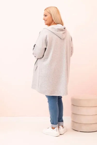 Legínovo Dámska mikina Plus Size s viskózou na zips s kapucňou béžová Farba: Khaki, Veľkosť: UNI