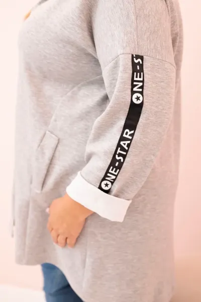 Legínovo Dámska mikina Plus Size s viskózou na zips s kapucňou béžová Farba: Khaki, Veľkosť: UNI