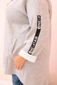 Legínovo Dámska mikina Plus Size s viskózou na zips s kapucňou béžová Farba: Khaki, Veľkosť: UNI