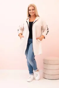 Legínovo Dámska mikina Plus Size s viskózou na zips s kapucňou béžová Farba: Khaki, Veľkosť: UNI