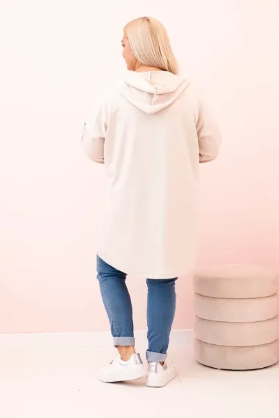 Legínovo Dámska mikina Plus Size s viskózou na zips s kapucňou béžová Farba: Khaki, Veľkosť: UNI