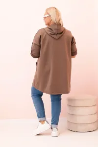 Legínovo Dámska mikina Plus Size s viskózou na zips s kapucňou béžová Farba: Khaki, Veľkosť: UNI
