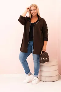 Legínovo Dámska mikina Plus Size s viskózou na zips s kapucňou béžová Farba: Khaki, Veľkosť: UNI