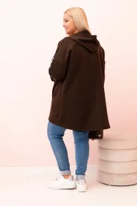 Legínovo Dámska mikina Plus Size s viskózou na zips s kapucňou béžová Farba: Khaki, Veľkosť: UNI