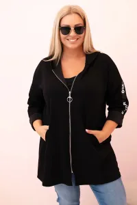 Legínovo Dámska mikina Plus Size s viskózou na zips s kapucňou béžová Farba: Khaki, Veľkosť: UNI