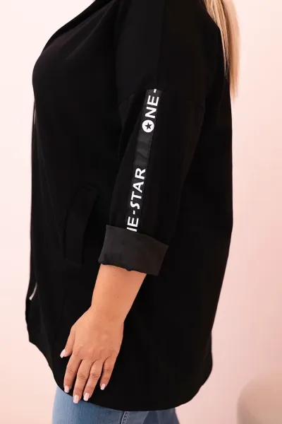Legínovo Dámska mikina Plus Size s viskózou na zips s kapucňou béžová Farba: Khaki, Veľkosť: UNI