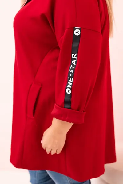 Legínovo Dámska mikina Plus Size s viskózou na zips s kapucňou béžová Farba: Khaki, Veľkosť: UNI