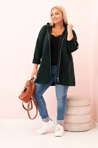 Legínovo Dámska mikina Plus Size s viskózou na zips s kapucňou béžová Farba: Khaki, Veľkosť: UNI