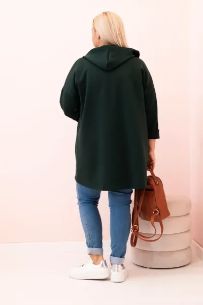 Legínovo Dámska mikina Plus Size s viskózou na zips s kapucňou béžová Farba: Khaki, Veľkosť: UNI