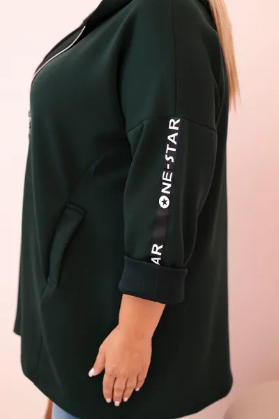 Legínovo Dámska mikina Plus Size s viskózou na zips s kapucňou béžová Farba: Khaki, Veľkosť: UNI